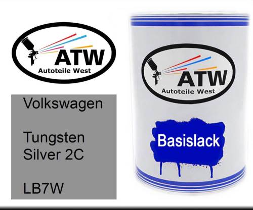 Volkswagen, Tungsten Silver 2C, LB7W: 500ml Lackdose, von ATW Autoteile West.